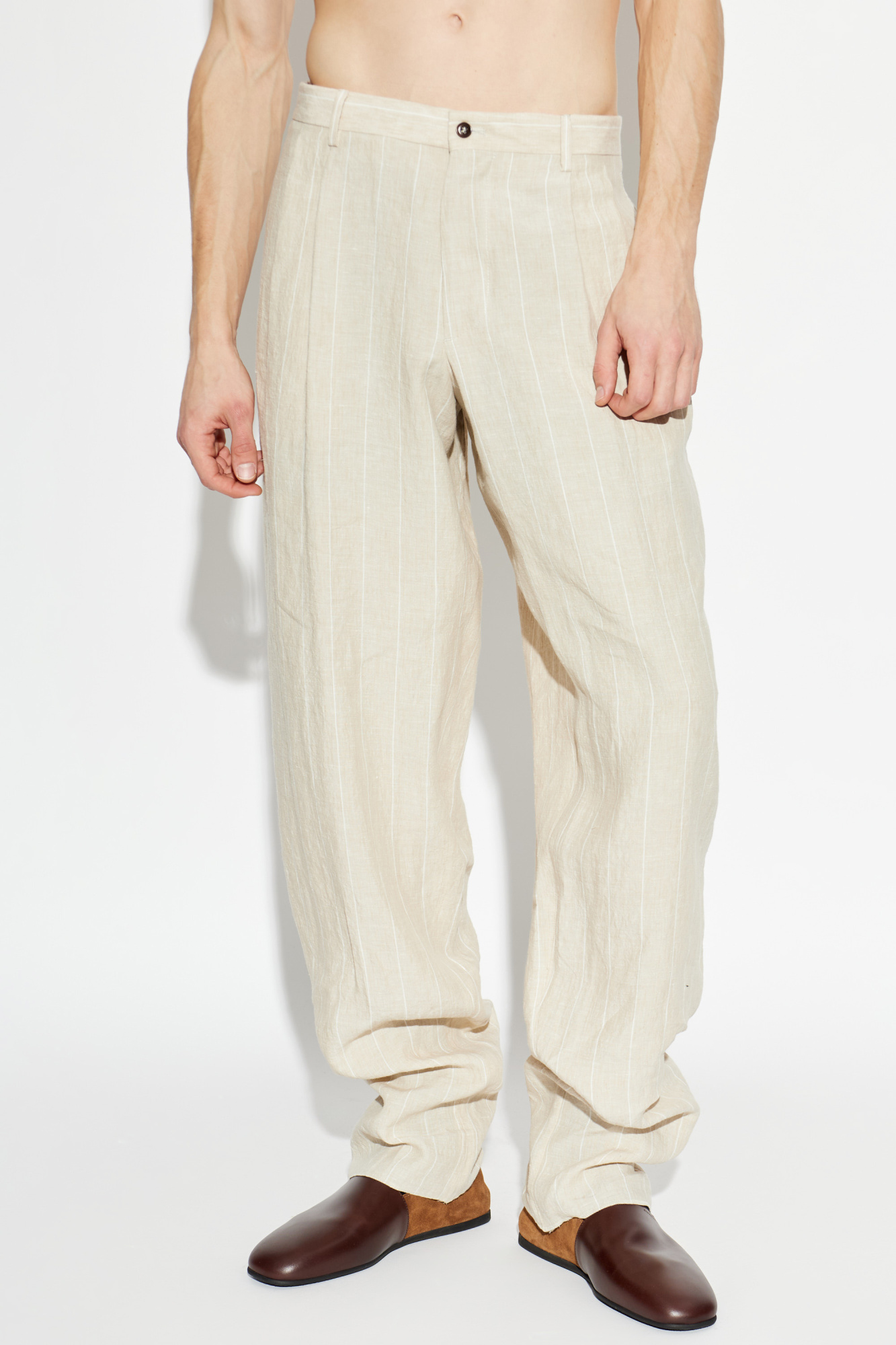 Giorgio Armani linen pants with a striped pattern | Men's | Vitkac